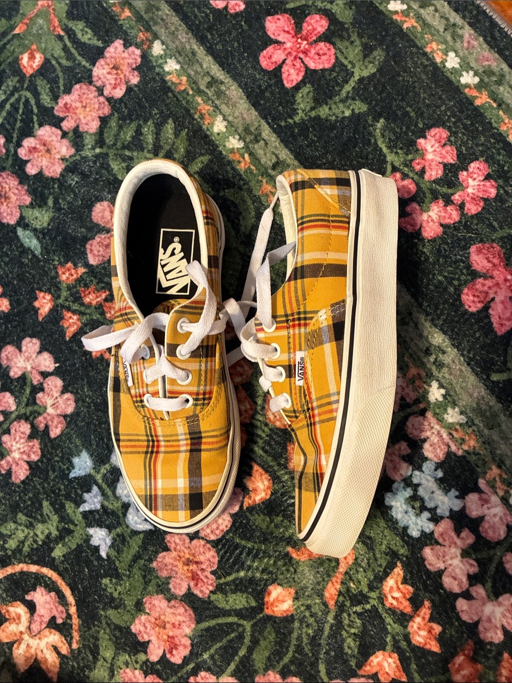 Vans Women’s Yellow Plaid Lace-Up Sneakers
